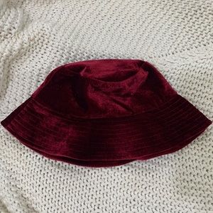 Anthropologie Red Velvet Bucket Hat